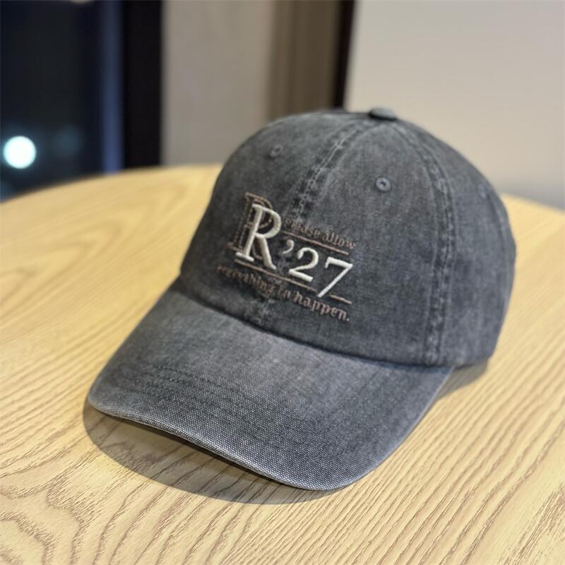 

Spring and summer Korean style new women s cowboy hat with embroidered letters, soft-top couple s outdoor baseball cap, men s sun-shading duckbill Adult54-60Adjustable чёрный