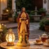 Blessed Mother Garden Light Statue with Flower USB Lamp Ornament Weather-Resistant Glowing Rose Decorative Lamp for Outdoor