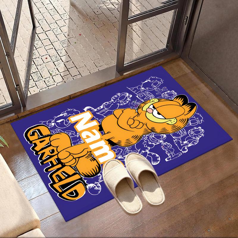 Custom Name Personalized Garfield Print Carpet, Versatile Home Decor Rug, for Playroom, Apartment, Balcony, Entryway, Hallway Gift