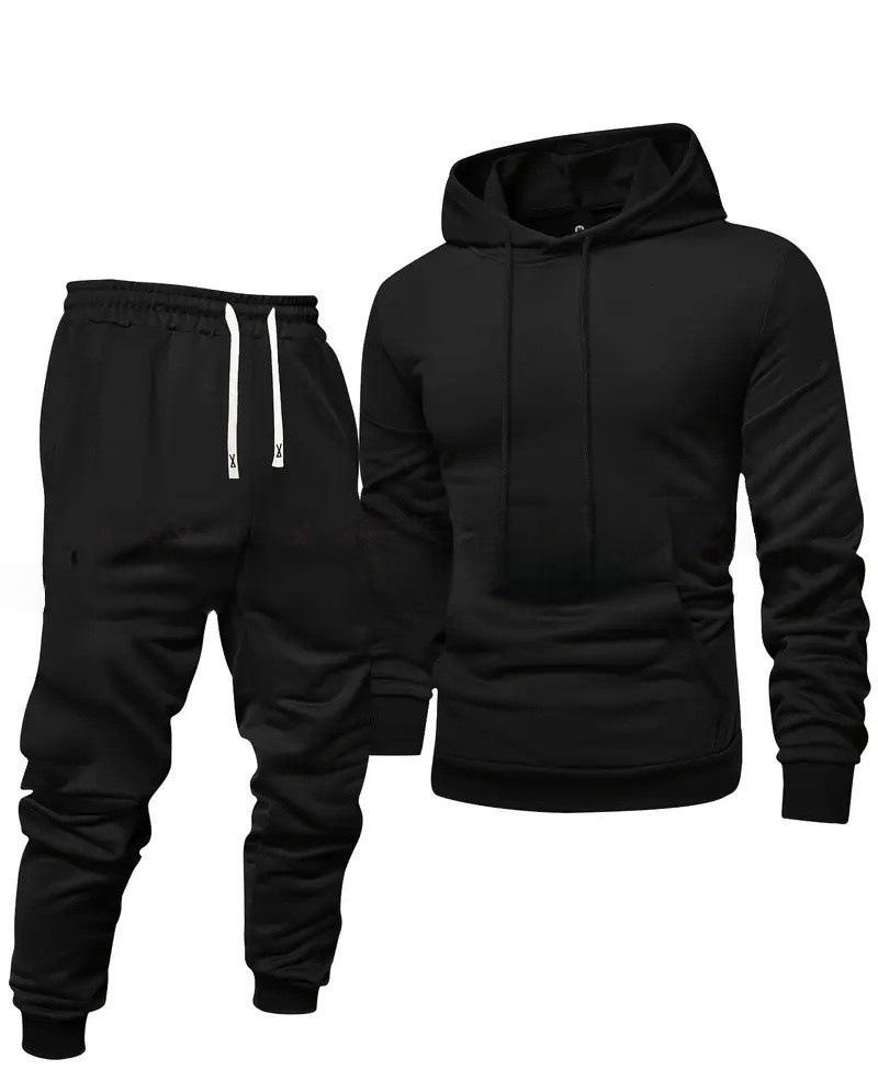 Hooded Casual Tracksuit Set: Solid Color, Versatile Sweatshirt & Sweatpants for Autumn