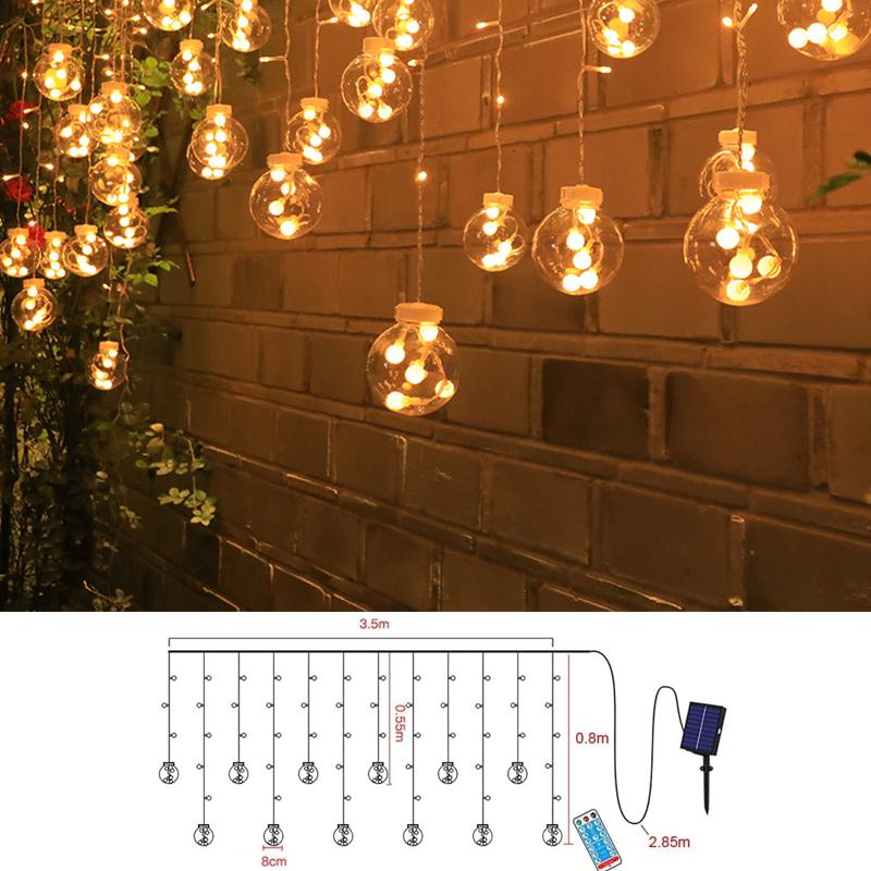 

Solar Fairy Lights Outdoor Waterproof Waterfall Lamp Remote Timer Solar String Light for Christmas Wedding Party Pergola Holiday теплим білим кольором
