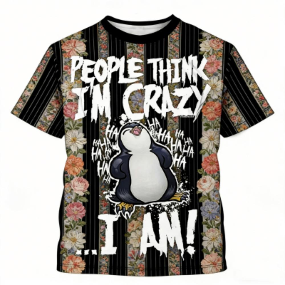 Kids T-shirt Penguin Letter 3D Print Kids Short Sleeves T-Shirt Loose Casual Summer Outdoor Street Boy and Girl Tees Tops