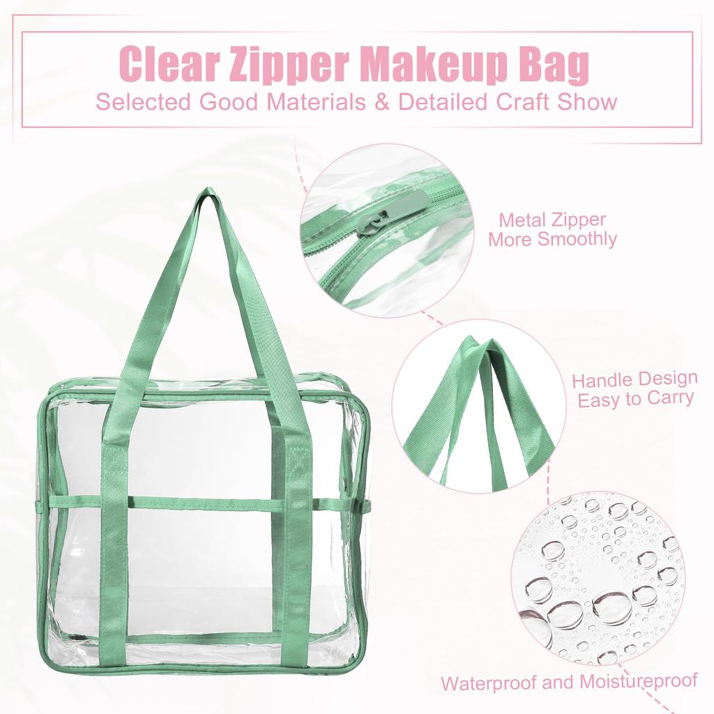 VOCOSTE Waterproof Makeup EVA Zipper Transparent Portable Toiletry Bag for Green Pouch, Pouch, Travel, 31x28x10.5cm,