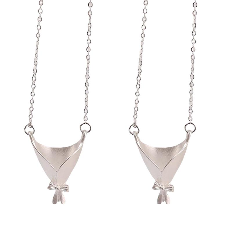 Creative Trendy Bouquet Wrapping Pendant Necklace for Women Small Flower Insertable Choker Fashion Clavicle Chain Jewelry Gift
