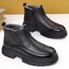 Bottes de neige chaudes d'hiver pour hommes Nouveau designer Mode Décontracté Plateforme en cuir Chaussures montantes pour hommes Chaussures en coton noir Homme