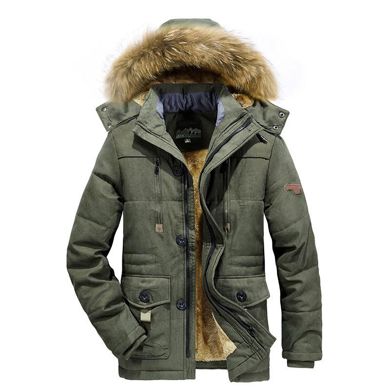 Herbst- und Winterkleidung Mittelange und Lange Baumwollgepolsterte Kleidung Herren Samt Verdickt Übergröße Mittelalterliche und Ältere Warme Baumwollgepolsterte