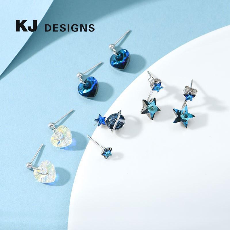 

Sterling Silver Starry Sky Blue Crystal Earrings - Elegant and Versatile Women s Studs 925 Silver