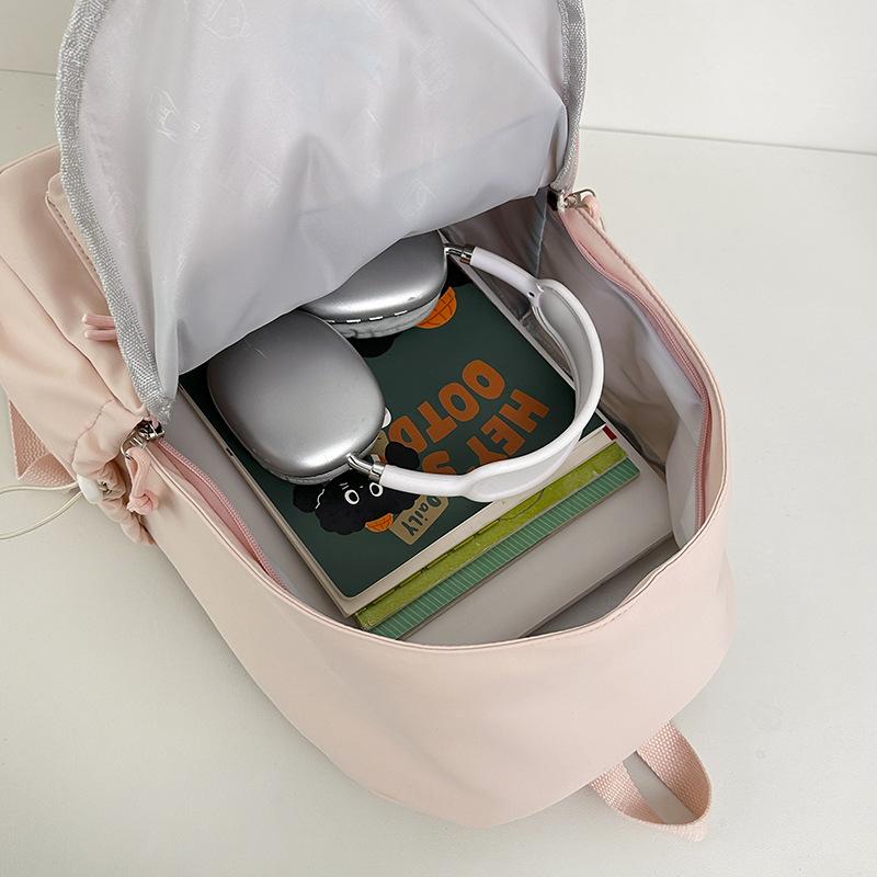 Schoolbag College Student Backpack Junior High School Student Computer Bag Korean Version Simple Girl Bow School Bag Large Capacity Backpack Female