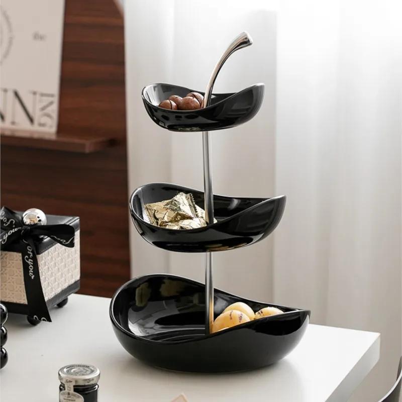 Πιατέλα Φρούτων Σαλόνι Σπιτιού Διακοσμητικά Τραπεζάκι Καφέ Πιατέλα για Καραμέλες Τοποθετημένος Δίσκος Σνακ Πολυεπίπεδη Υψηλής Ποιότητας Πιατέλα Φρούτων