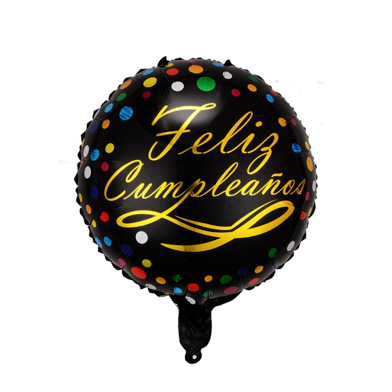 18 Inch Spanish Happy Birthday Round Aluminum Film Balloon Spanish Birthday Party Decoration Balloon