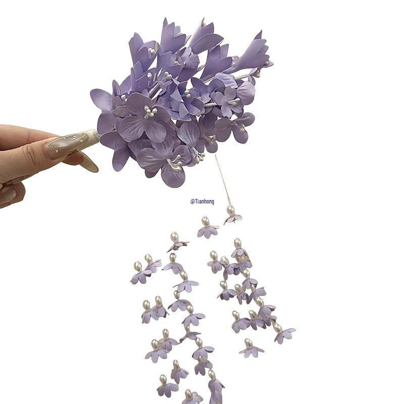 Retro Purple Lily of the Valley Tassel Hair Clip - Chinese Cheongsam Style