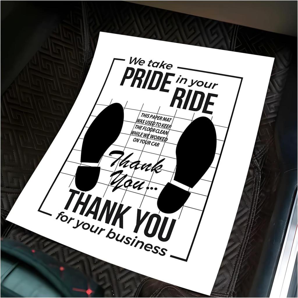 50 PCS Car Paper Floor Mats, 16 x 20 Inch Disposable Auto Carpet Pads with Footprint Words, Universal Temporary Vehicle Floor Protective Papers for