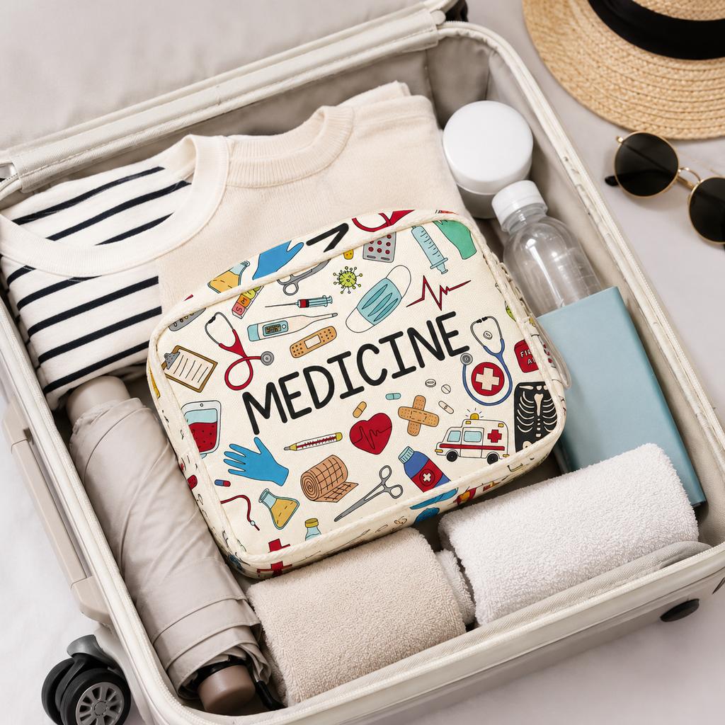 1PC Large Capacity Medicine Bag Travel Portable Medical Bag Home Medicine Storage Bag Set Portable Outdoor First Aid Kit