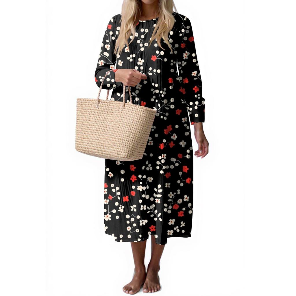 Women's Fashion Casual Sleeveless Round Neck Solid Color Elegant Temperament Dress