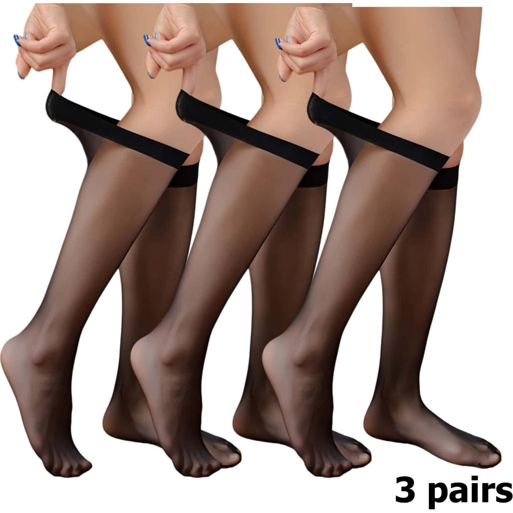 3pairs SET NEW Fashion Women's Ultra Thin Transparent Mid-Calf Glass Silk Socks Sheer Stockings for Women JK Lolita Gothic Girls