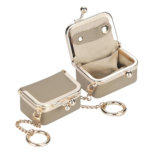 Royal Bagger Genuine Leather Mini Jewelry Box Women's Coin Purse Solid Color Kiss Lock Change Pouch Casual Style Small Storage Bag for Women 1894