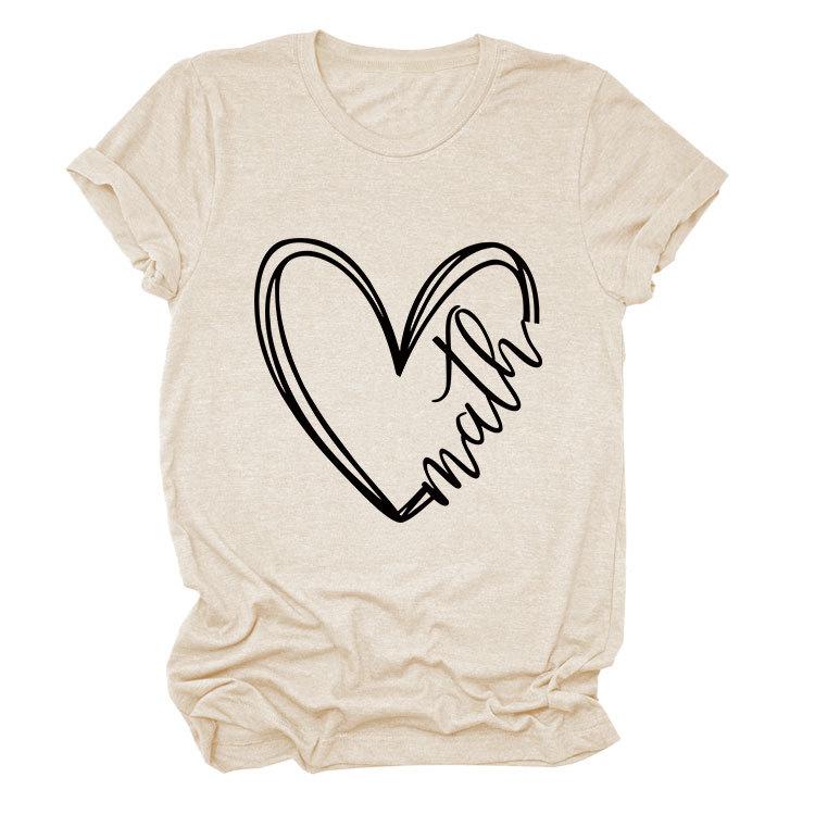 Summer Minimalist Heart-shaped 3D Printed Short Sleeved Women's T-shirt