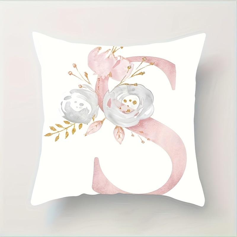 Abc Letter Floral Alphabet Decorative Pillow Cover Indoor Outdoor Party Farmhouse Home Decor Peach Skin Monogram Aesthetic Art