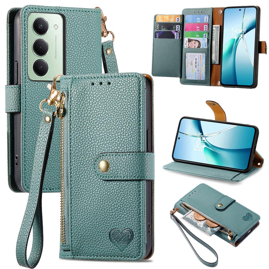 Pro Xiaomi Redmi 15 5G (Globální) (169 mm) Pouzdro Blokování RFID Kapsa na zip Kožená peněženka Kryt na telefon s popruhem
