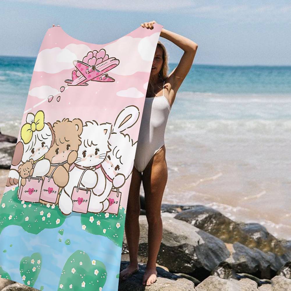 Süße Katze M-Mikkos Badetuch Mikrofaser Weich Wasserabsorbierend Atmungsaktiv Für Mädchen Kinder Dekoratives Cartoon Strandtuch