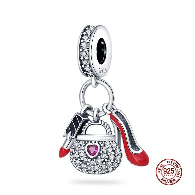 Original Charms Copper Pink Girly Heart-Shaped Charms Bead Fit 3Mm Original Bracelet Womens Diy Fine Jewelry Gifts