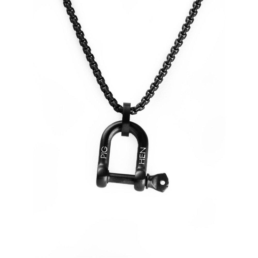 Pig & Hen D-Shackle Necklace - Black x Black
