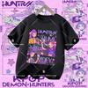 Polyester short-sleeved K-pop Demon Hunter girl cute sports shirt for children aged 1-12. Summer T-shirt. Casual top. Cartoon print