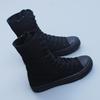 Side Zipper Inner Height-increasing Canvas Shoes Women's 2025 Spring and Autumn New Versatile All-black High-top Shoes Canvas Short Boots