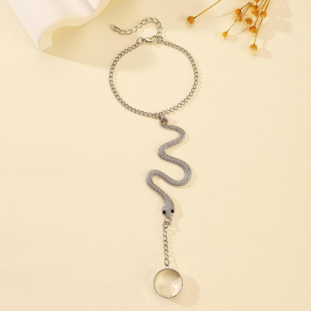 Niche Style Halloween Snake & Spider Chain Bracelet-Ring for Women