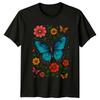 Vibrant Butterfly And Floral Design T-Shirt Butterfly Nature Birthday Gift