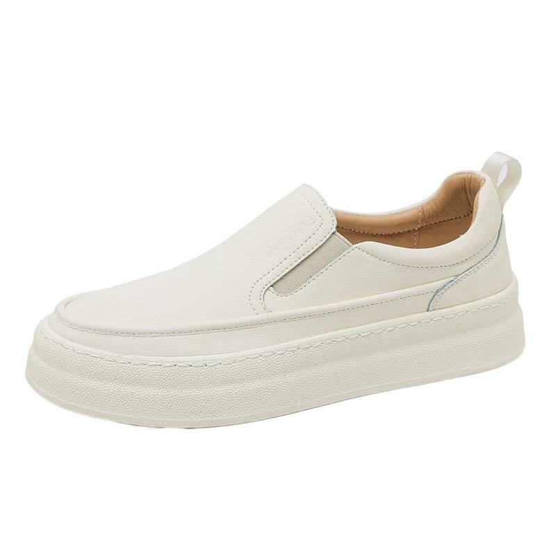 Men's one-pedal lace-up-free lazy casual shoes, simple, fashionable and versatile, trendy and comfortable pigskin sports skateboard shoes