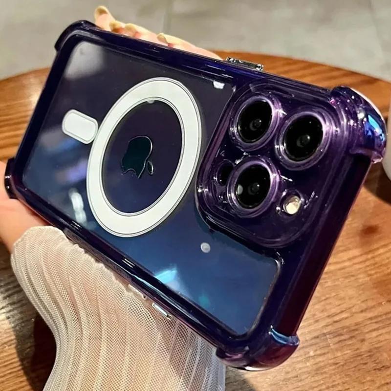 

Роскошный прозрачный чехол Magsafe для беспроводной зарядки iPhone 15 14 13 12 11 Pro Max Plus с магнитным противоударным мягким бампером iPhone 13 Pro Max прозрачный