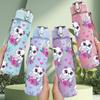 1PC Unicorn Candy Repeat Pattern 750ml Color Plastic Sports Water Bottle Leakproof Flip Straw Lid Suitable for Sports Office Home Use
