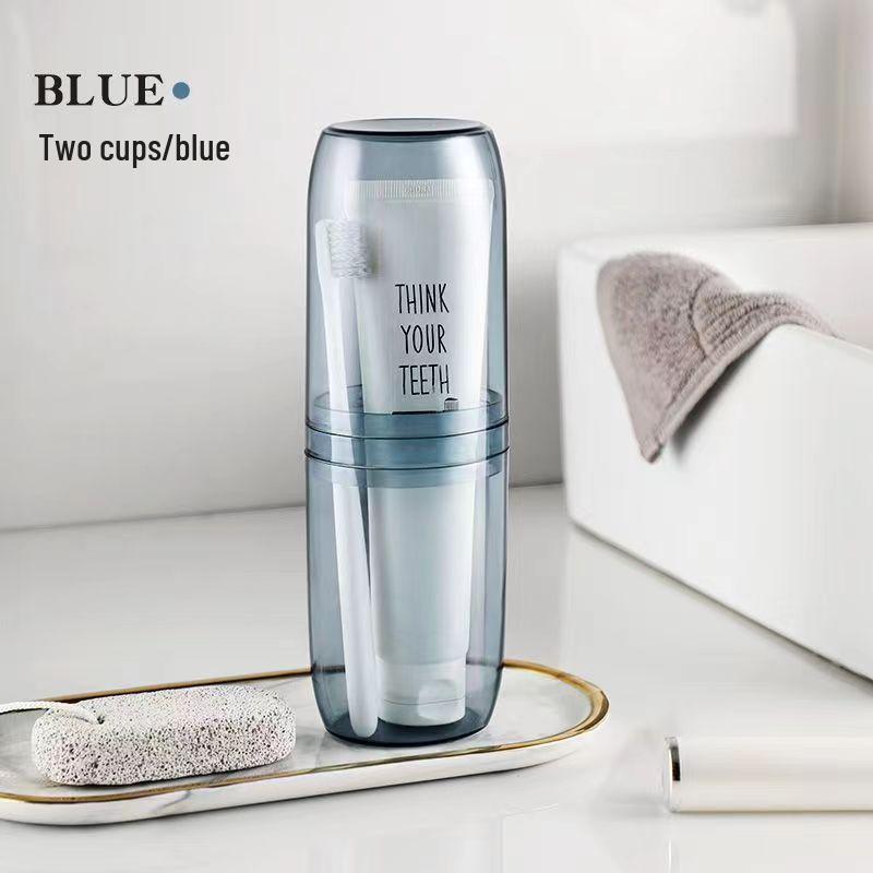 Portable Travel Toothbrush and Mouthwash Cup Set with Storage Compartments