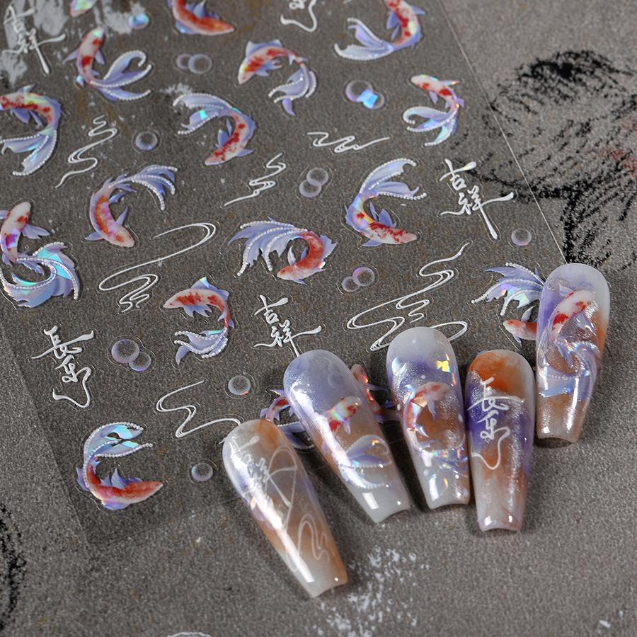 

TENSOR 3D Broken Glass M-897 Koi Nail Stickers - Self-Adhesive Hot Stamping Series