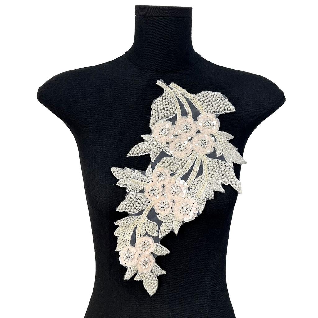 Mesh Sequin Embroidery Diy Applique Wedding Dress Dress Clothing Accessories Decorative Flower Cloth Sticker