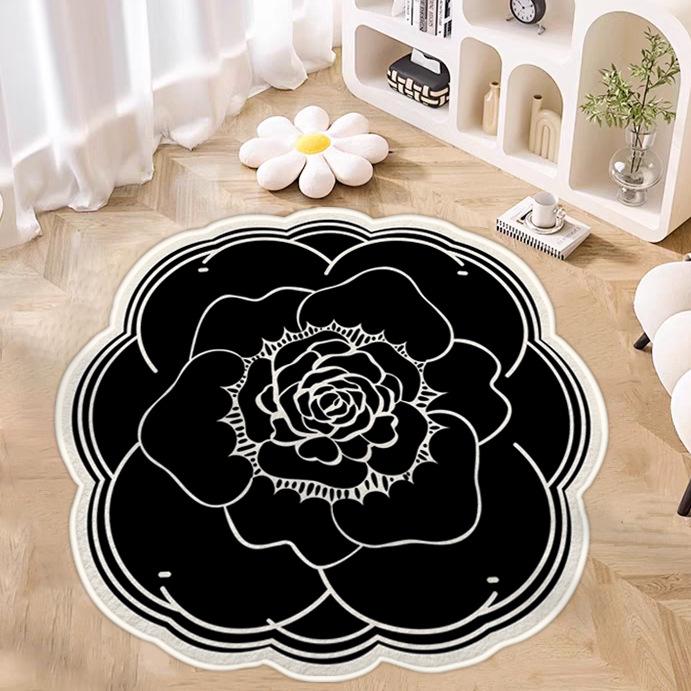 

Маленький нескользящий коврик для ног с изображением свежего цветка - грязеотталкивающий, имитация кашемира для спальни и гостиной Diameter 100 cm