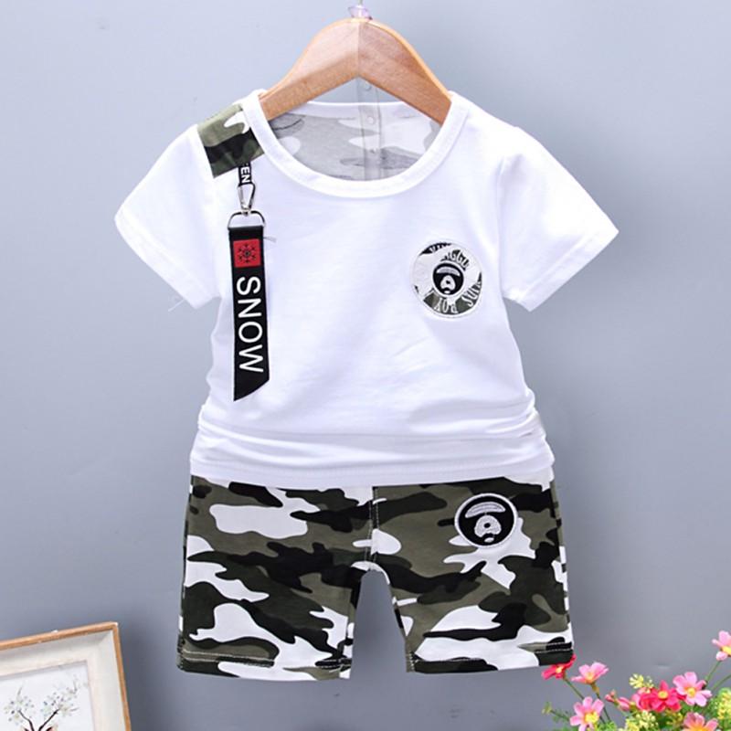 Summer Baby Boy Casual Short Sleeve T-shirt Camouflage Shorts Pants 2 Pcs Outfits Clothes Set