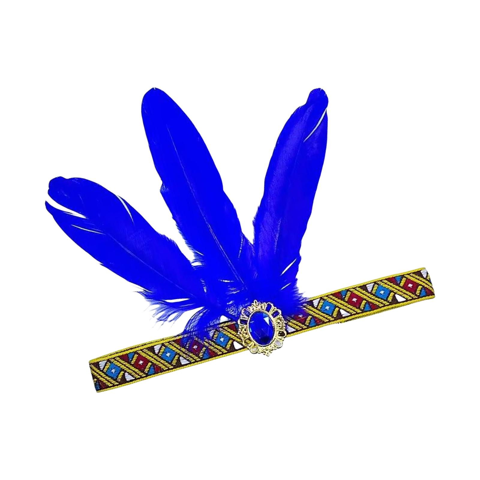 Eye-catching Feather Headbands Mardi Gras Headwear for Girls Masquerade Hair Accessories Mardi Gras Flapper Headband королевский синий
