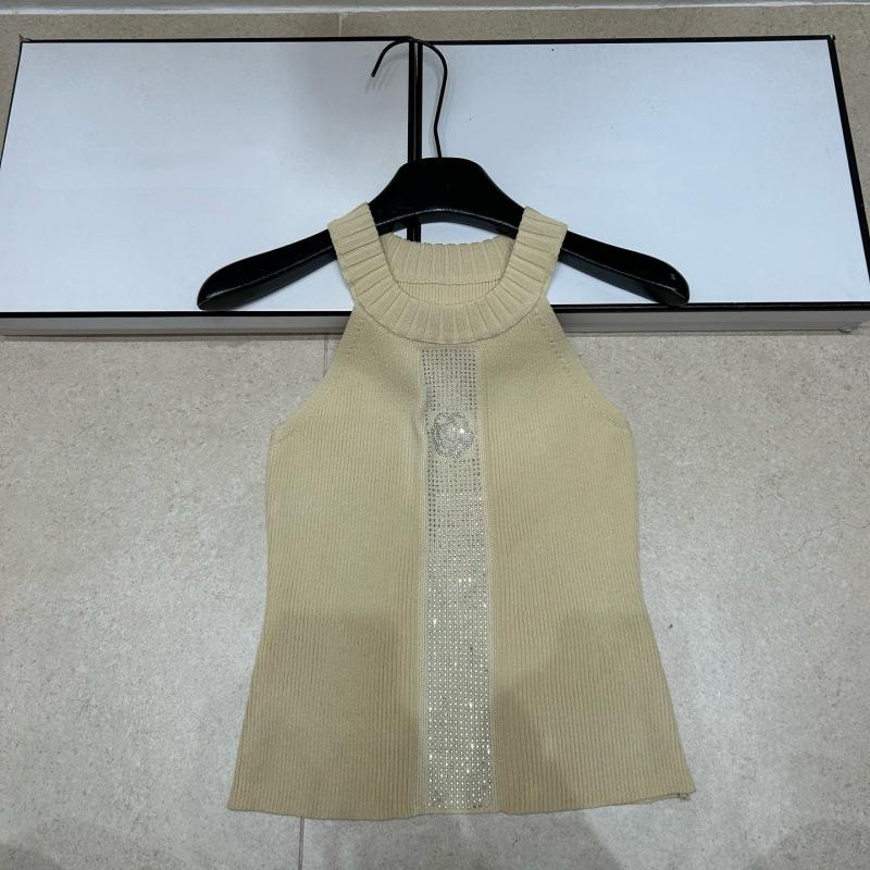 Xiangjia European Camellia Hot Drilling Knit Halter Vest - Slimming & Versatile Women's Top