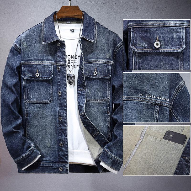Autumn Collection: Men's Blue Stretch Denim Jacket – Simple and Stylish!