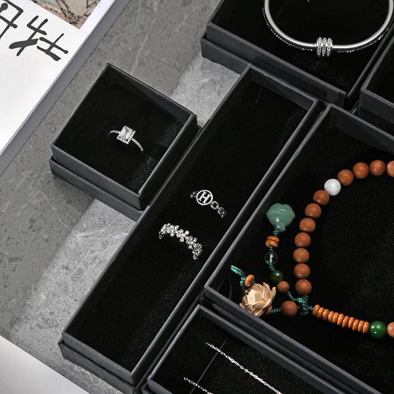 In-Stock Black Kraft Paper Jewelry Gift Box for Bracelets, Necklaces, Pendants, Rings, Earrings