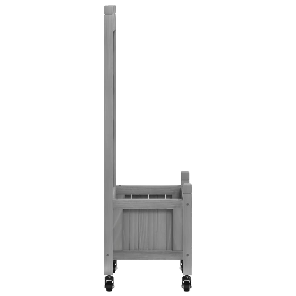 Planter with Trellis and Casters Grey Solid Wood (Spruce)