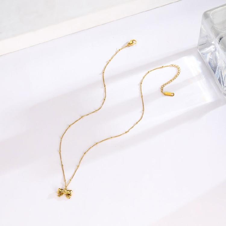 Adjustable Necklace Titaniums Steel Necklace Bead Chain Necklace Bowknot Pendant Necklace Suitable for Various Occasion