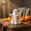 Collectible Ghost Toy Cute Halloween Figurine with Light Up Pumpkin, Resin Night Home Living Room Accents Tabletop Decor, Funny Desktop Ornament