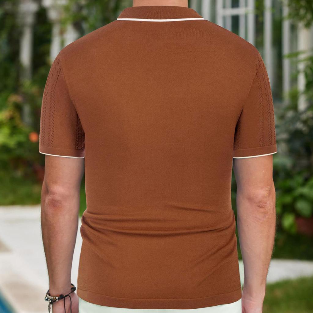 Suéter de punto a rayas para hombre europeo y americano Camisa polo informal