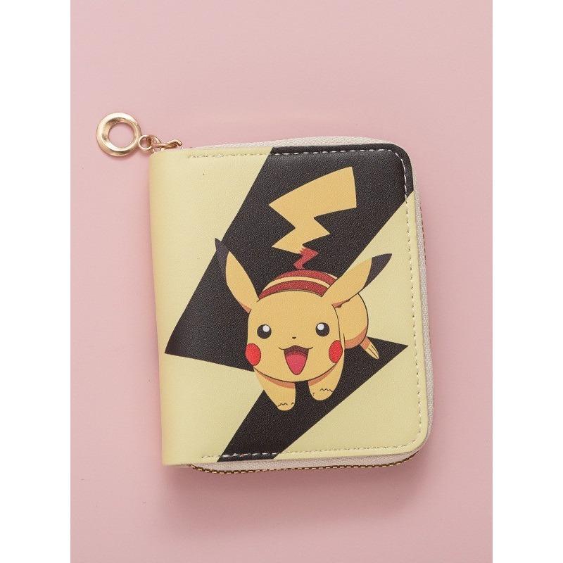 Fashion Pikachu Cute Printed Change Bag Cartoon Anime Schoolgirl Short Zipper Small Wallet Portable