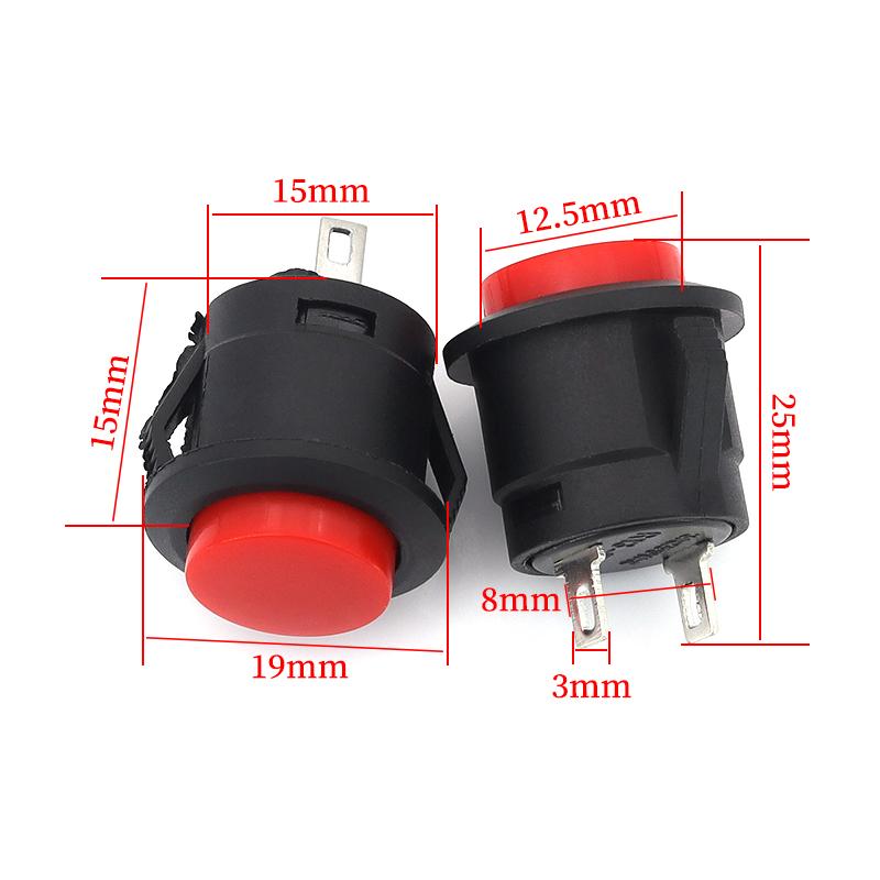 2Pcs 16mm R13 507 Plastic Snap In Momentary Switch Normally Open OFF ON Push Button