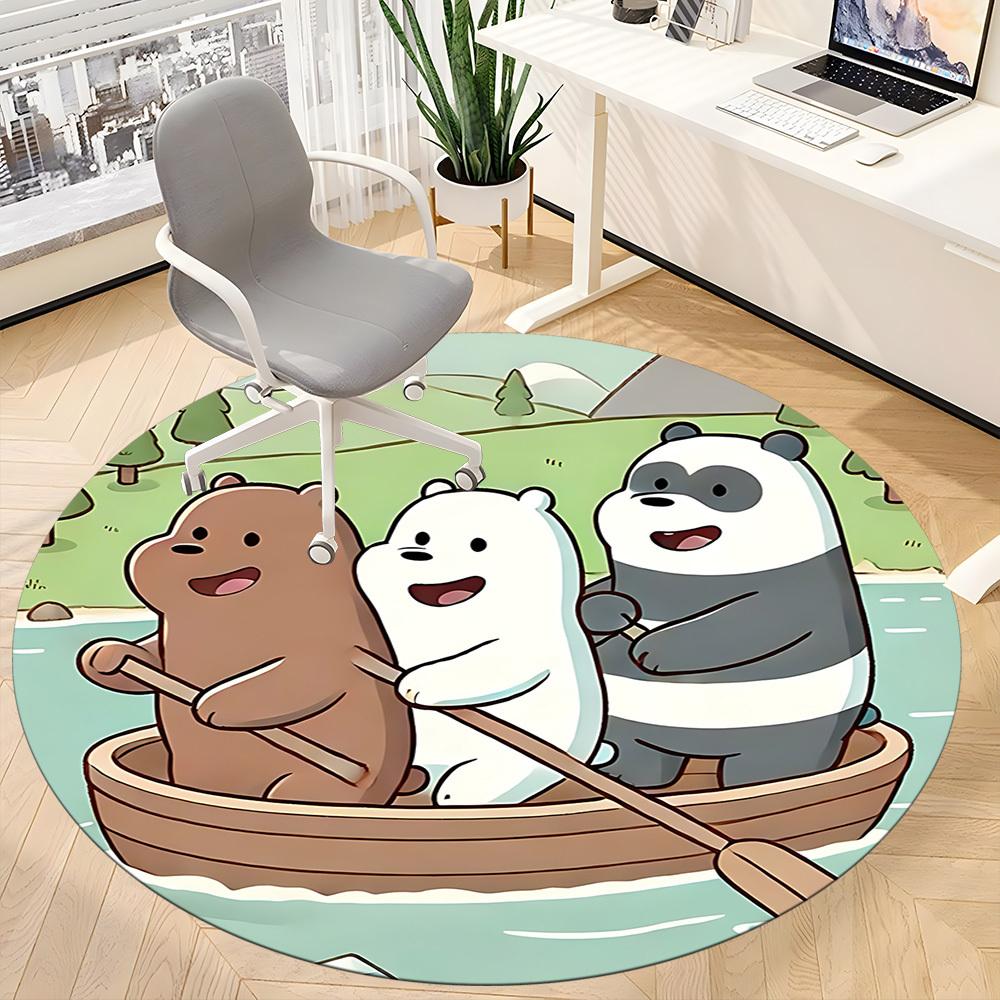 1pc We Bare Bears Friends Office Round Area Rug, Under Office Chairs Bedroom Living Room Home Decor a1022178