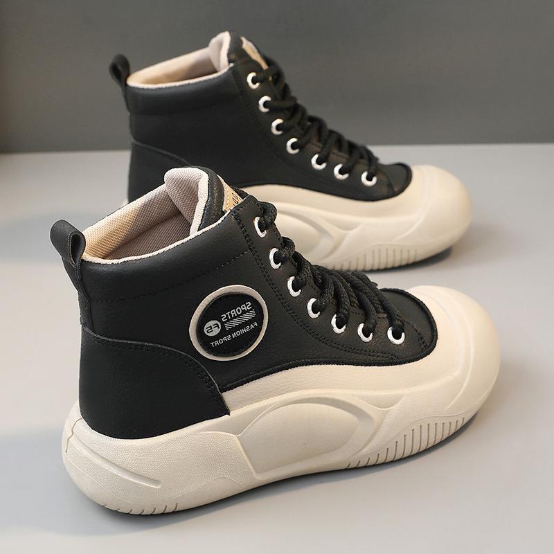 Fashion Winter High Top Pu Lace Up Vulcanized Shoes Outdoor Walking Sports Shoe Round Toe Women Casual Sneakers